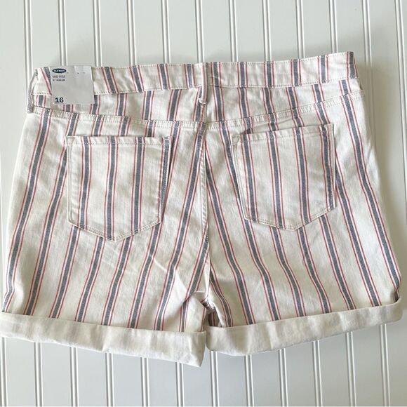 Old Navy Mid-Rise Button-Fly Multi-Stripe Jean Shorts - Size 16 - Picture 3 of 8